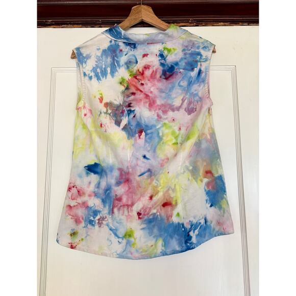 Chloe Cox Upcycled / Handmade Tie Dye Sleeveless Linen Tank - Size Medium, NWT - Picture 3 of 4